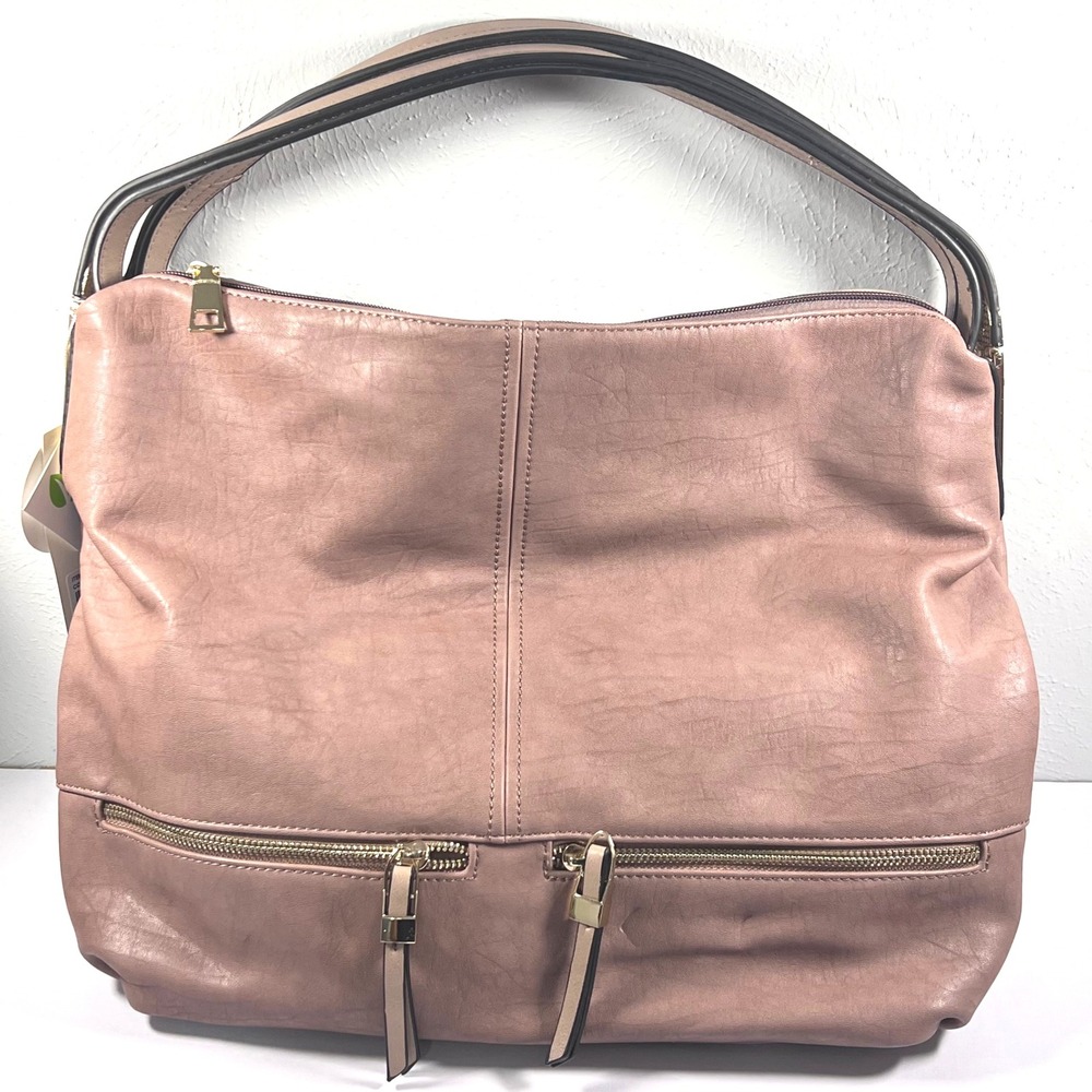 NWT Le‎ Miel Vegan Dusty Rose Pink Faux Leather Hobo Shoulder Bag with wallet